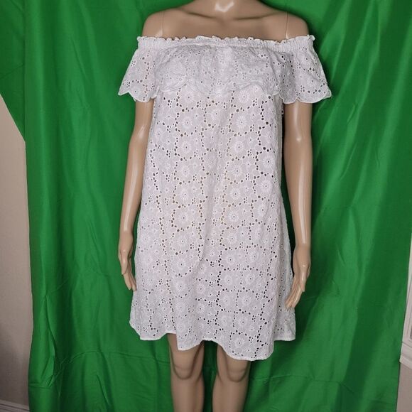 👌TORY BURCH broderie off the shoulder beach Coverup dress🔥 - Picture 4 of 13